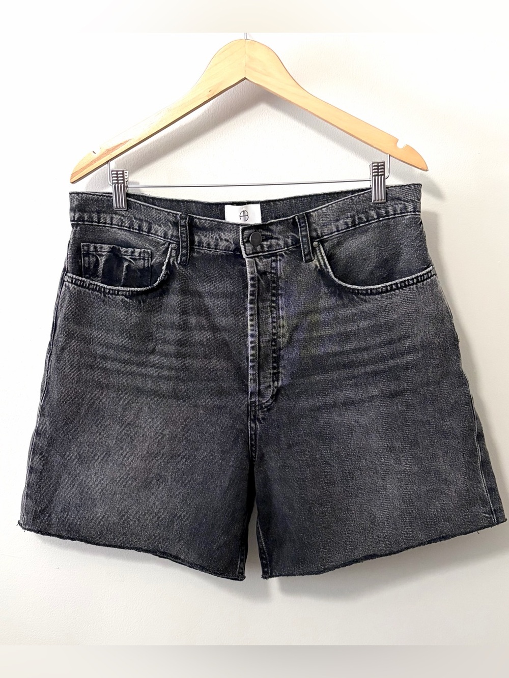 Anine Bing Kat Denim Shorts Washed Black - Picture 3 of 12